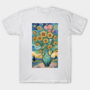 Burst of Sunshine: Van Gogh's Sunflower Bouquet T-Shirt